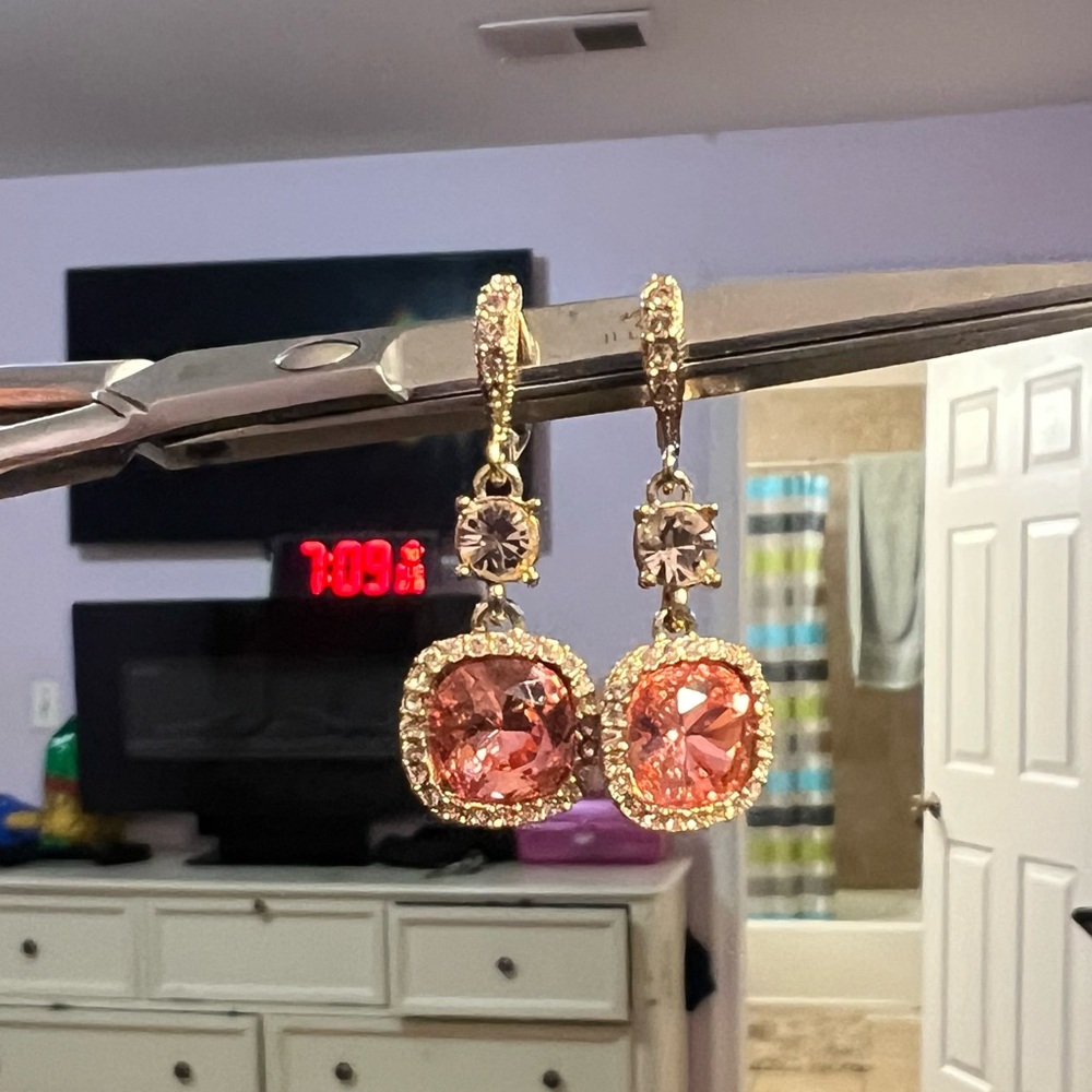 Elegant Gold and Pink Drop Earrings rose cute